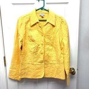 Coldwater Creek Blazer Yellow Orange Textured Fabric Jacket Women’s Plus Size 16